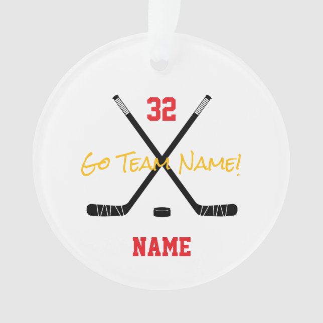 Ice Hockey Sports Team Custom Text Colours Fun Ornament (Front)