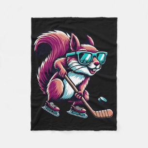 Ice Hockey Squirrel Cool Gles Skating Fleece Blanket