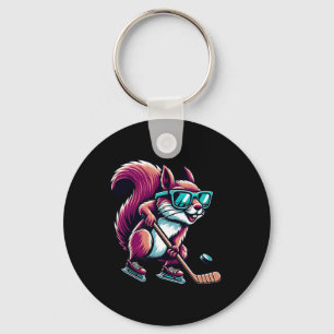 Ice Hockey Squirrel Cool Gles Skating  Key Ring