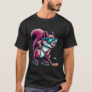 Ice Hockey Squirrel Cool Gles Skating T-Shirt