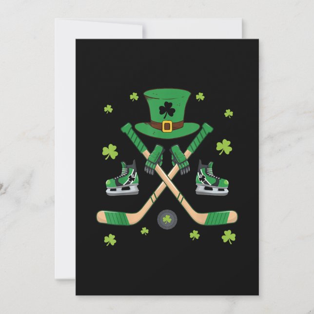 Ice Hockey St Patricks Day Cute Gift Goalie Clover Invitation (Front)