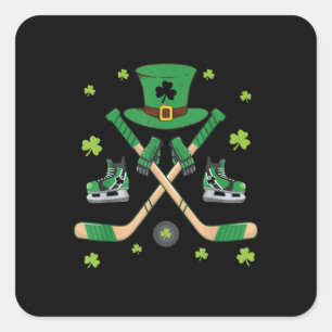 Ice Hockey St Patricks Day Cute Gift Goalie Clover Square Sticker