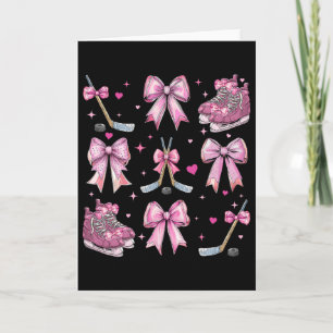 Ice Hockey Stick Hockey Skates Girl Coquette Bow P Card