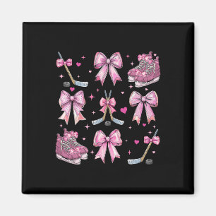 Ice Hockey Stick Hockey Skates Girl Coquette Bow P Magnet