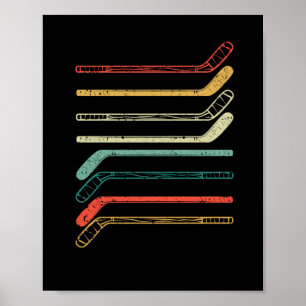 Ice hockey stick player fans silhouette winter poster