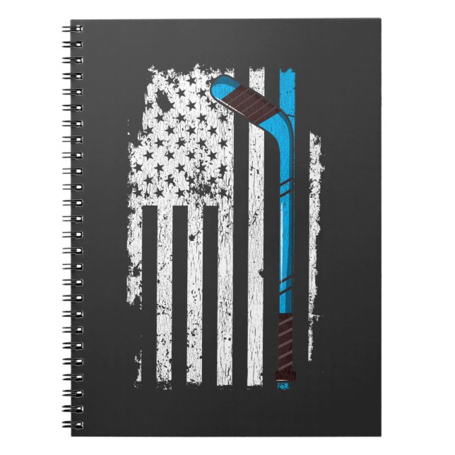 Ice Hockey Stick US American Flag Notebook (Front)