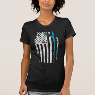 Ice Hockey Stick US American Flag T-Shirt