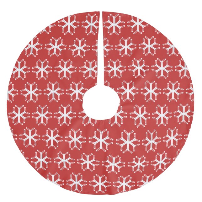 Ice Hockey Sticks Snowflake Xmas Tree Skirt (Front)