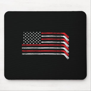 Ice Hockey Sticks Us Flag Patriotic Player Men Boy Mouse Pad