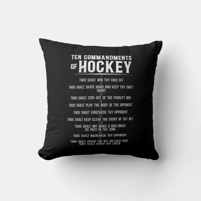 Ice Hockey Ten Commandments Of Hockey Vintage Cushion (Front)