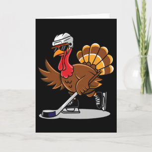 Ice Hockey Thanksgiving Gifts Turkey Playing Ice H Card