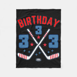 Ice Hockey Three Birthday Boy 3rd Party Boys Age 3 Fleece Blanket