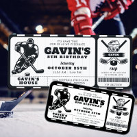 Ice Hockey Ticket Sport Editable Birthday Party