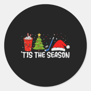 Ice Hockey Tis The Season Funny Christmas Hockey F Classic Round Sticker