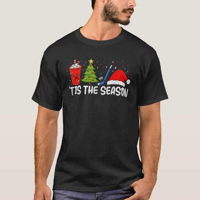 Ice Hockey Tis The Season Funny Christmas Hockey F T-Shirt (Front)
