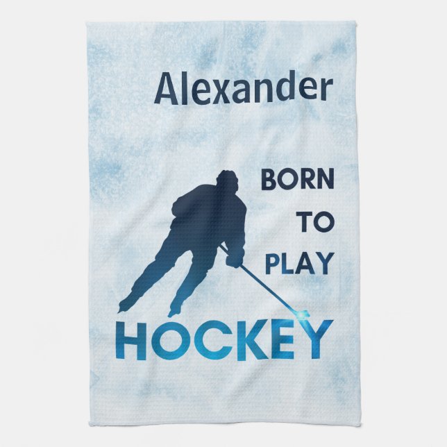 Ice hockey towel dry blade born to play blue ice (Vertical)
