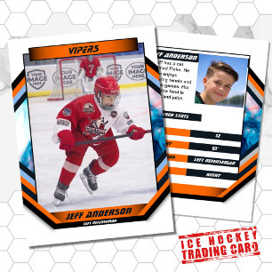 Ice Hockey Trading Card in Cool Orange White
