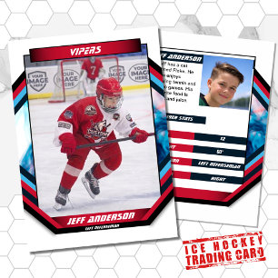 Ice Hockey Trading Card in Cool Red Blue White
