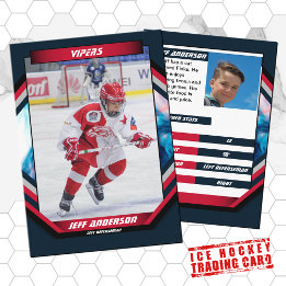 Ice Hockey Trading Card in Cool Red Dark Blue