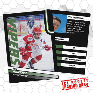Ice Hockey Trading Card in Dynamic Green Black