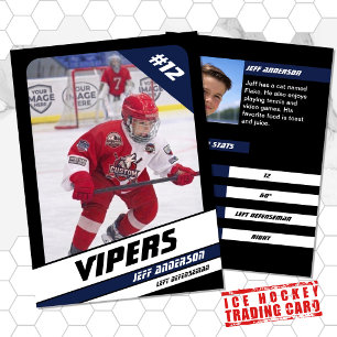 Ice Hockey Trading Card in Vibrant Blue Black