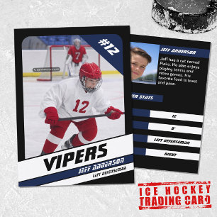 Ice Hockey Trading Card in Vibrant Blue Black