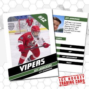 Ice Hockey Trading Card in Vigourous Green White
