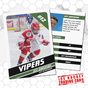 Ice Hockey Trading Card in Vigourous Green White