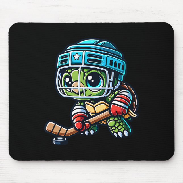 Ice Hockey Turtle Cute Player Graphic  Mouse Pad (Front)