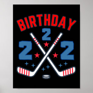 Ice Hockey Two Birthday Boy 2nd Party Boys Age 2 Poster