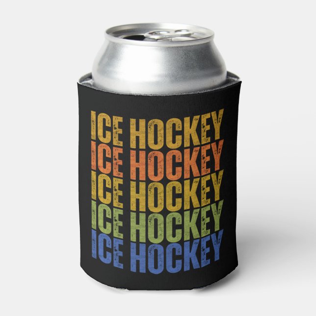 Ice Hockey Typography Can Cooler (Can Front)