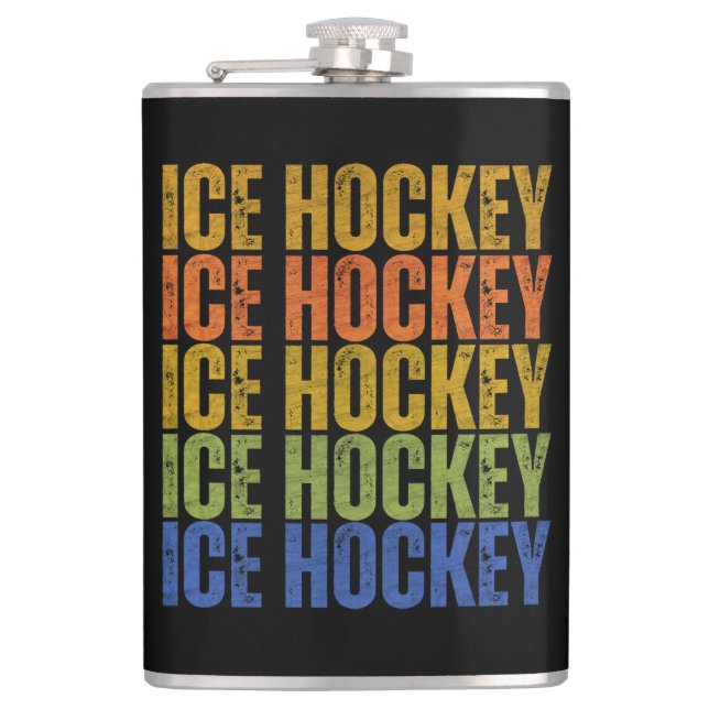 Ice Hockey Typography Hip Flask (Front)