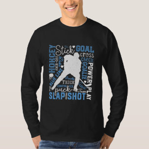 Ice Hockey Typography Vintage Word Art Men Women T-Shirt