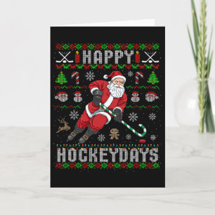 Ice Hockey Ugly Christmas Santa Claus Happy Hockey Card