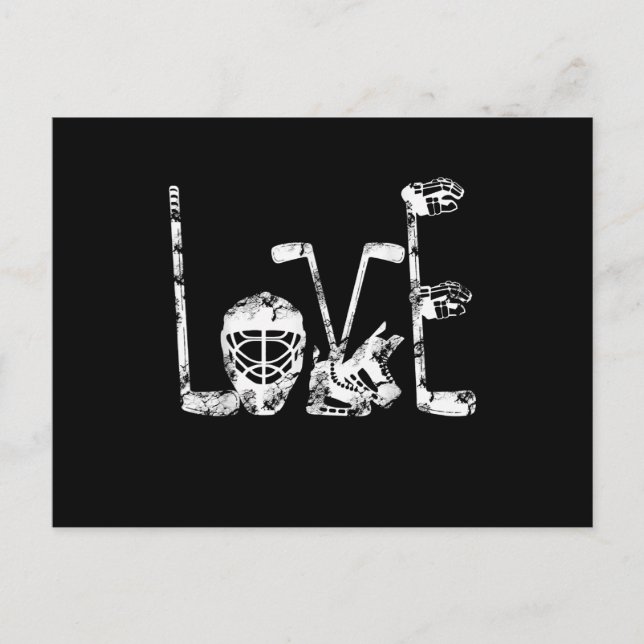 Ice Hockey Valentines Day Love Cute Gift Boys Girl Invitation Postcard (Front)