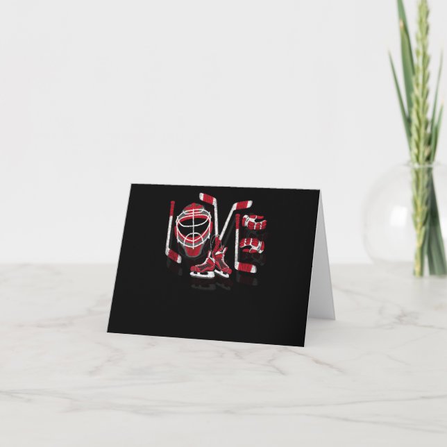 Ice Hockey Valentines Day Love Cute Gift Goalie Card (Front)