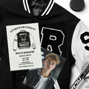Ice Hockey Varsity Jacket Graduation Party Invitation
