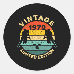 Ice Hockey Vintage 1972 Bday 50th Birthday Hockey Classic Round Sticker