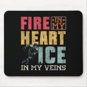 Ice Hockey Vintage Fire In My Heart Ice In My Vein Mouse Pad