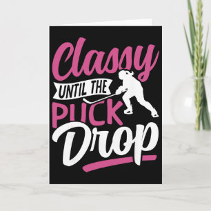 Ice Hockey Vintage Girl Cly Until The Puck Drop  Card