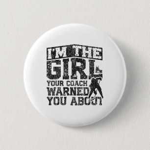 Ice Hockey Vintage Girl I'm The Girl Your Coach Wa 6 Cm Round Badge