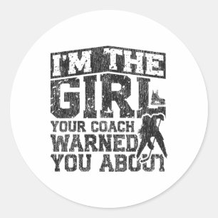 Ice Hockey Vintage Girl I'm The Girl Your Coach Wa Classic Round Sticker
