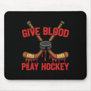 Ice Hockey Vintage Give Blood Play Hockey Mouse Pad