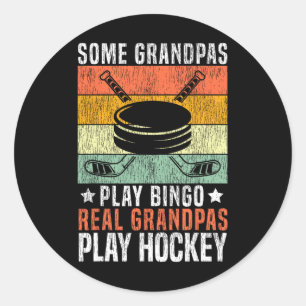 Ice Hockey Vintage Grandpa Retro Some Grandpas Pla Classic Round Sticker