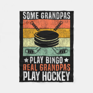 Ice Hockey Vintage Grandpa Retro Some Grandpas Pla Fleece Blanket