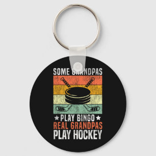 Ice Hockey Vintage Grandpa Retro Some Grandpas Pla Key Ring