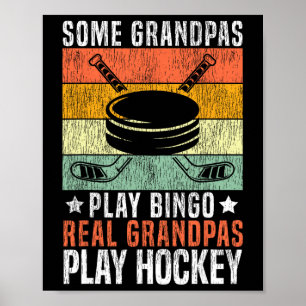 Ice Hockey Vintage Grandpa Retro Some Grandpas Pla Poster