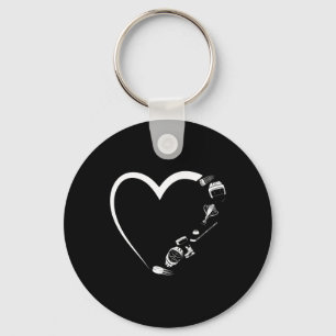 Ice Hockey Vintage Heart Hockey Heart Key Ring