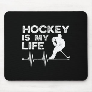 Ice Hockey Vintage Hockey Is My Life  Mouse Pad
