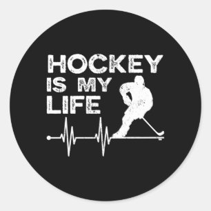 Ice Hockey Vintage Hockey Is My Life Performance Classic Round Sticker